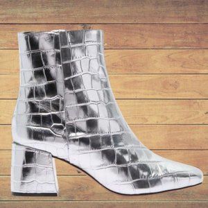 Schutz Mili Metallic Embossed Block Heel Boot